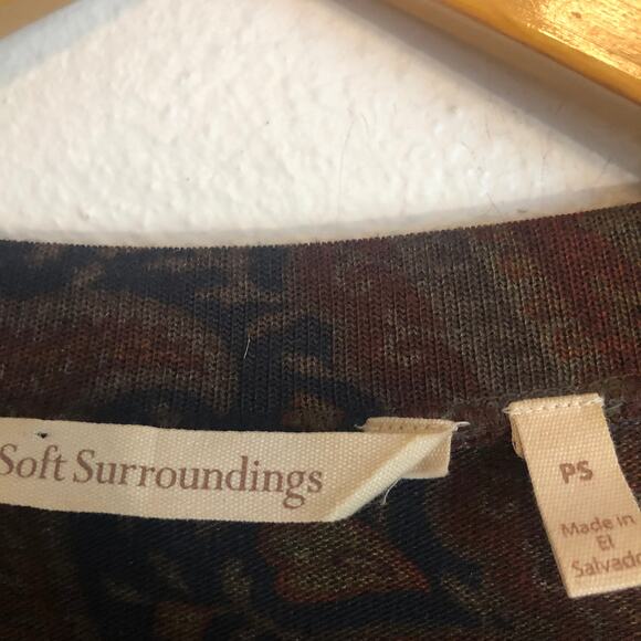 Soft Surroundings blue brown paisley pullover sweater loose lightweight Size PS. - Picture 3 of 5